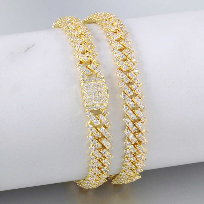 High Quality Mens Diamond  Iced Out Prong Cuban Chain