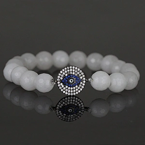 MissJewelry customized natural stone men bracelet, devil eye beaded bracelet MJBE006