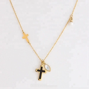 Miss Jewelry Cheap Fashion 14k Gold Chains Silver Iced Out Cross Necklace