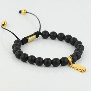 Miss Jewelry stainless steel stretch engraved beaded bracelet , bracelet for men