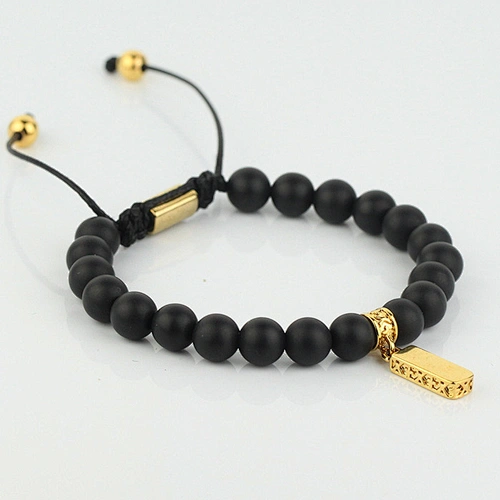 Miss Jewelry stainless steel stretch engraved beaded bracelet , bracelet for men