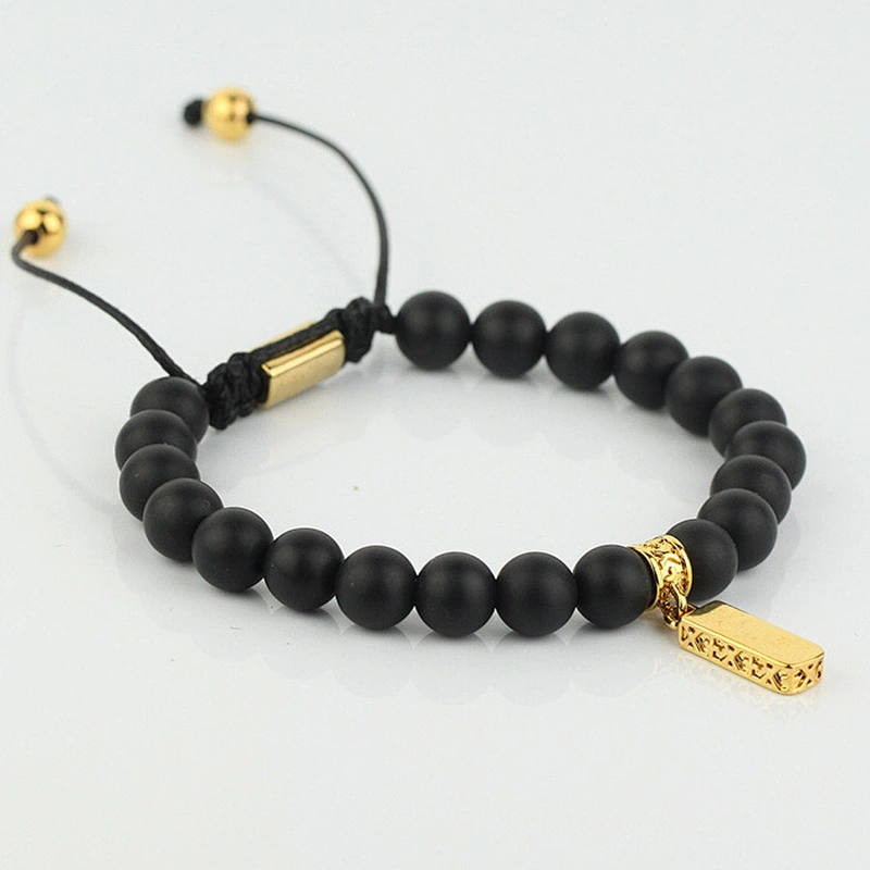 Miss Jewelry stainless steel stretch engraved beaded bracelet , bracelet for men