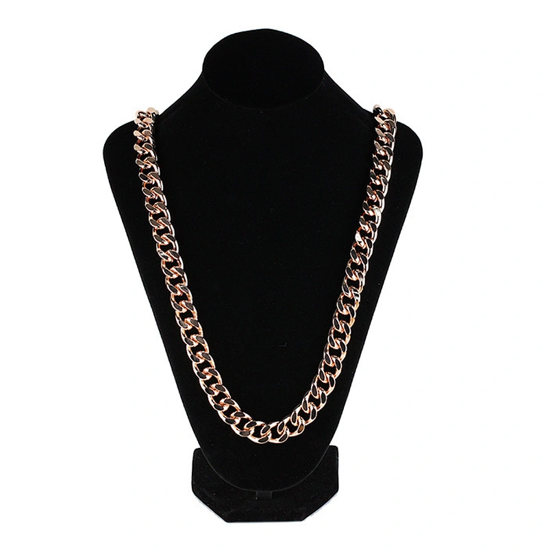 Miss Jewelry Stainless Steel Gold 18k Cuban Chain Necklace