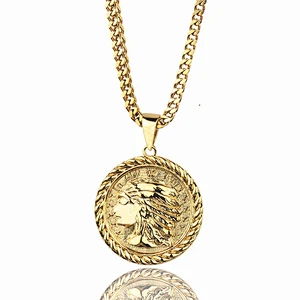 Miss Jewelry Hip Hop Men Style Gold Coin Holder Pendant Set Custom Designs