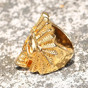India chief skull fancy gold ring designs, gold finger rings design for men with price