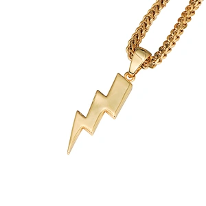 Urban Jewelry Mens Stainless Steel lightning Gold Pendants Design for Men