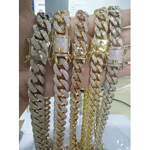 Miss Jewelry Hip Hop Iced Out 14K Yellow Gold Jewelry Necklace Wholesale