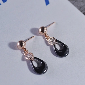 China jewelry wholesale CZ micro pave handmade pottery stud earring bridal jewelry