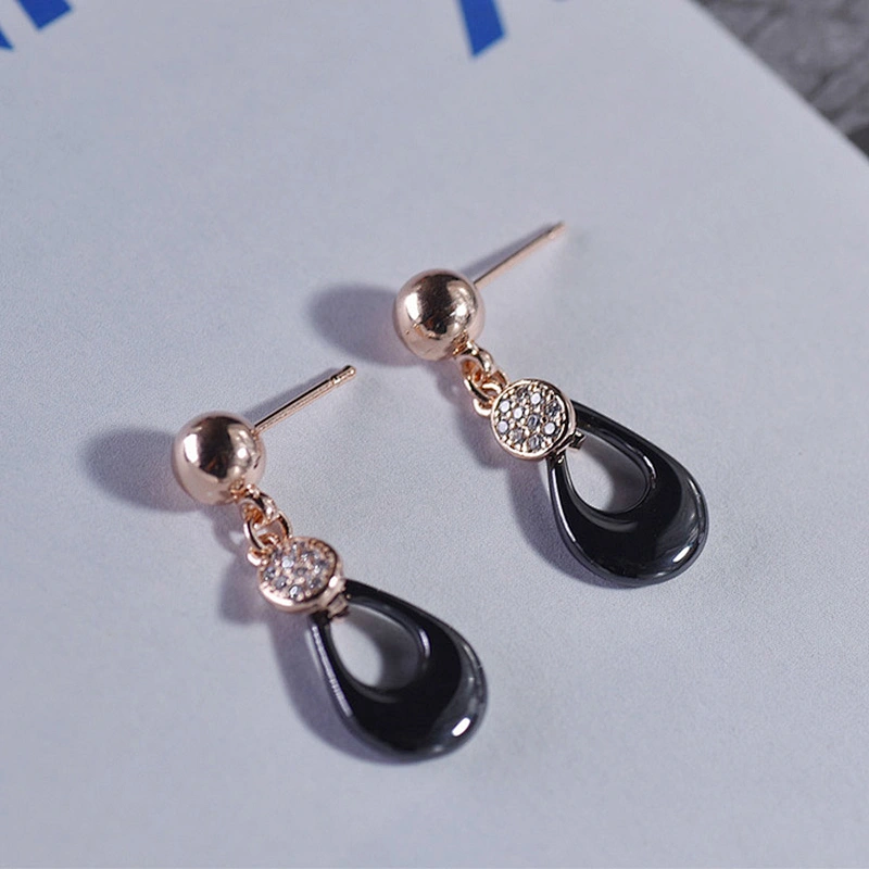 China jewelry wholesale CZ micro pave handmade pottery stud earring bridal jewelry