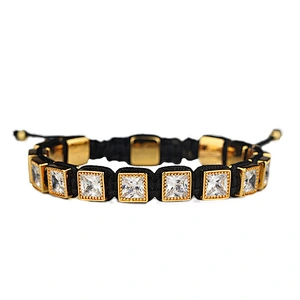 Men Woven Bead Bracelet, Square Bead Macrame Bracelet