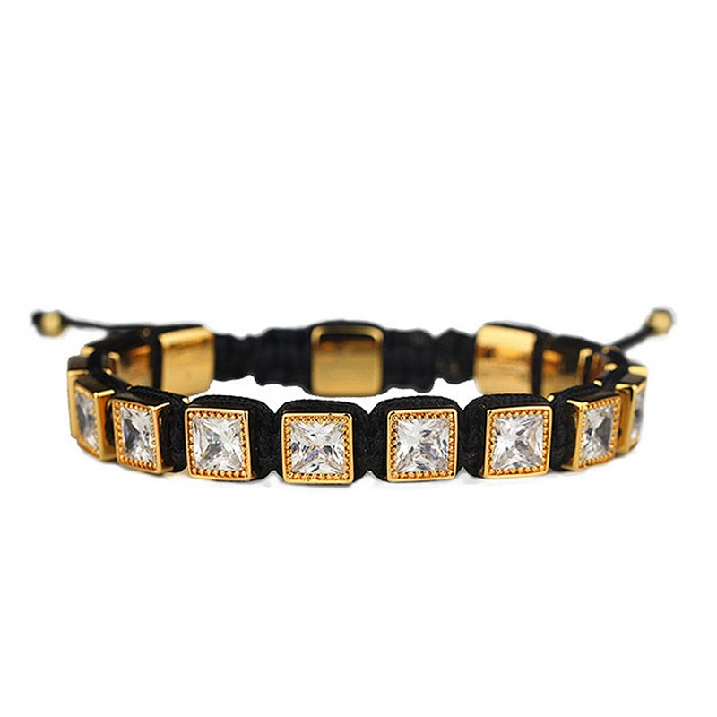 Men Woven Bead Bracelet, Square Bead Macrame Bracelet