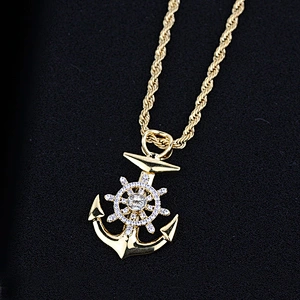 Gold Anchor Pendant Necklace New Design Stainless Steel Anchor Pendant