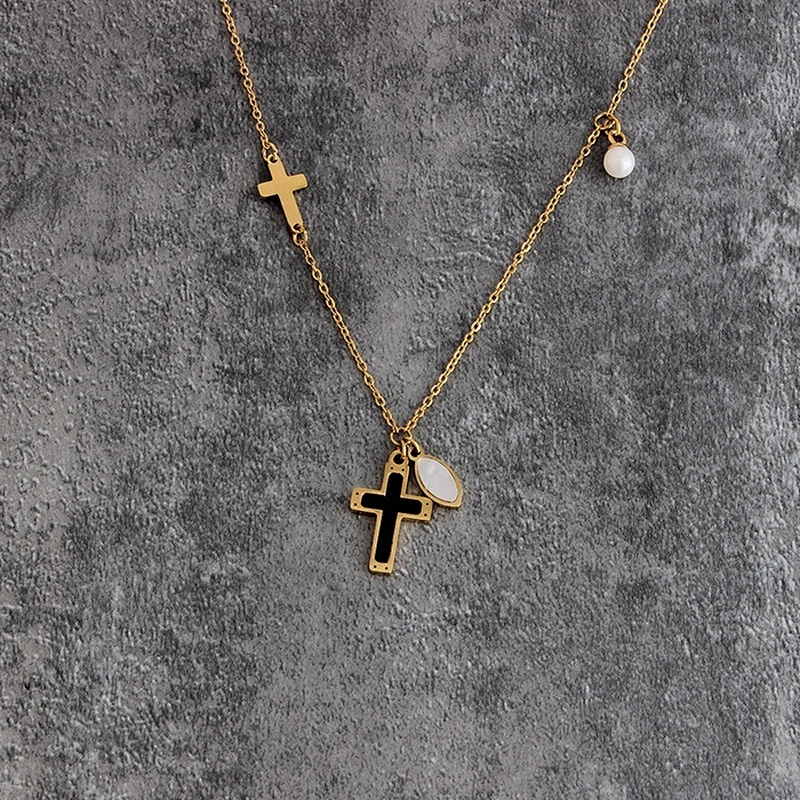 Miss Jewelry Cheap Fashion 14k Gold Chains Silver Iced Out Cross Necklace