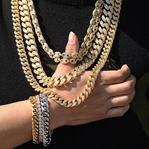 Miss Jewelry Hip Hop Iced Out 14K Yellow Gold Jewelry Necklace Wholesale