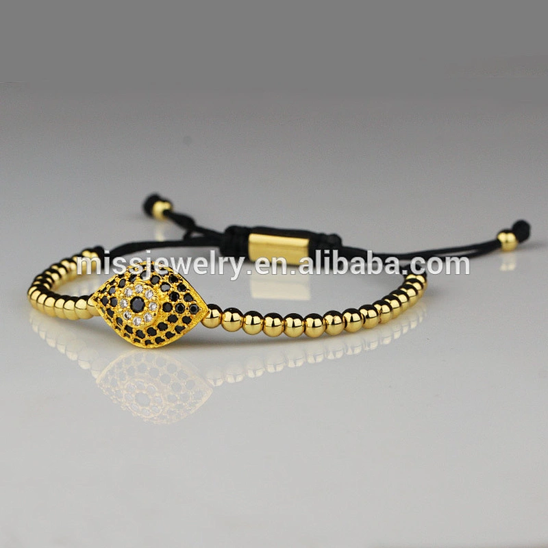 Missjewelry AAA CZ graded devil eye bracelet men bead macrame bracelets