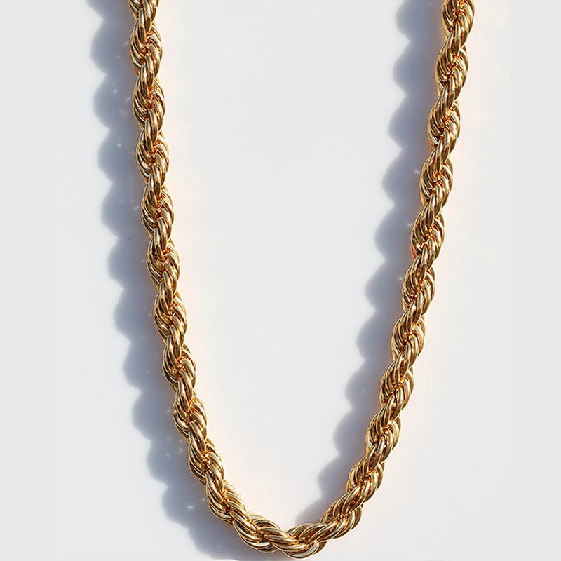 Miss Jewelry Supply Diamond Clasp 18K Italian Gold Rope Chain Necklace New Gold Rope Chain Design for Men