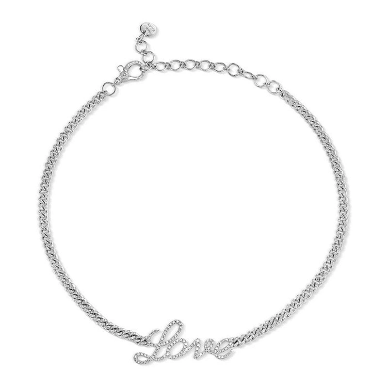 Wholesale jewelry full pave baby link love choker chain necklaces
