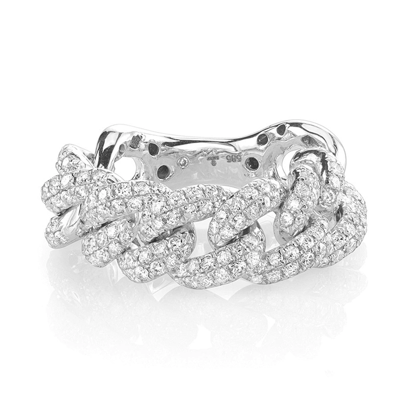 Miss Jewelry CZ Sterling Silver Jumbo Link Ring