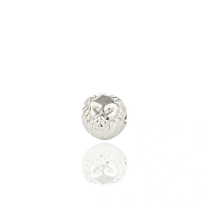 Bulk Mens Silver Bracelet Charm Accessories Beads, Sterling Silver Lion Beads for Bracelet Making MJCC055