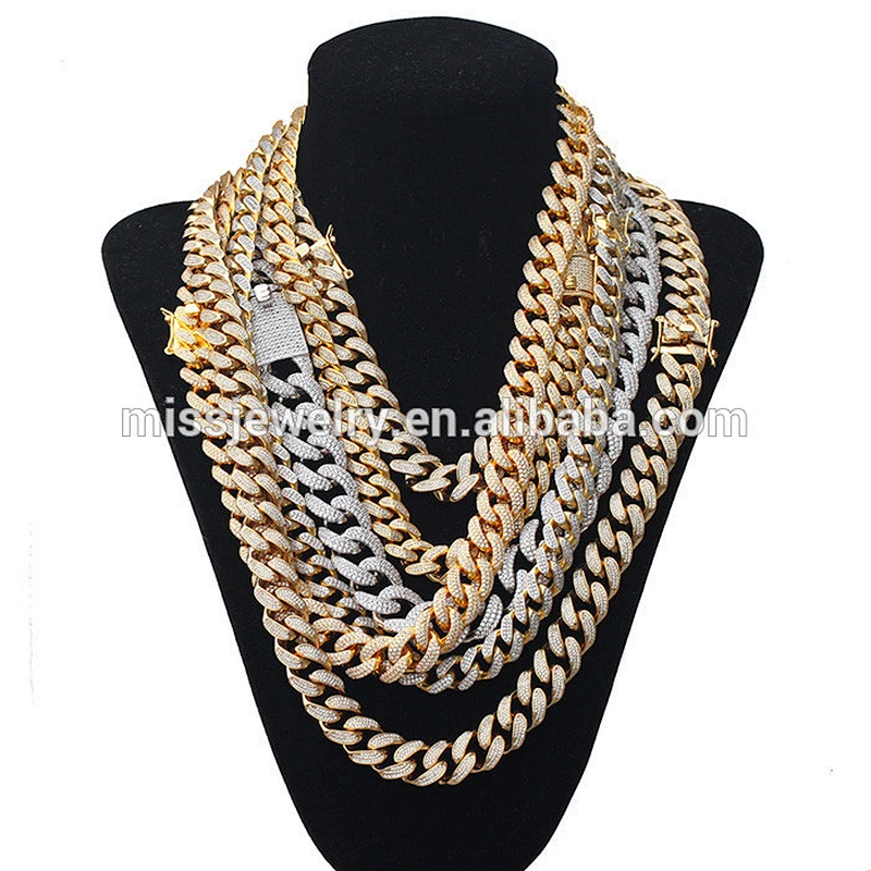 Missjewelry 14k 15mm Mens Iced Out CZ Cuban Link Chain