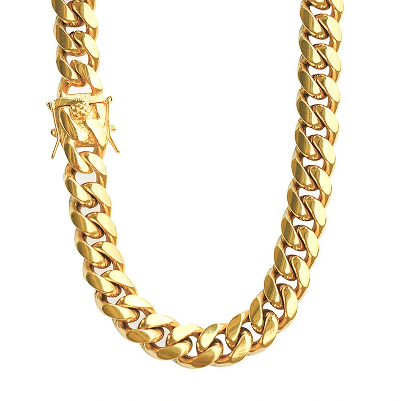 Miss Jewelry 14k 10mm 16mm 18mm 16mm 24mm Gold Micro Pave Brass CZ Miami Cuban Chain Necklace