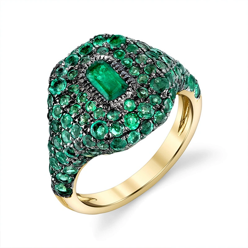 Latest Designs 925 Sterling Silver 18K Gold Jewelry Pave Diamond Pinky Ring for Girls