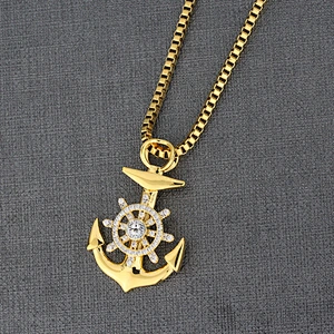 Gold Anchor Pendant Necklace New Design Stainless Steel Anchor Pendant