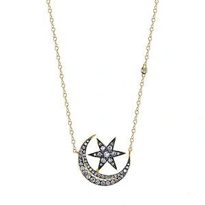 Miss Jewelry New Model Victorian Crescent Moon and Star Necklace for Women 2018