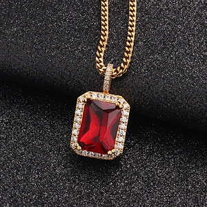 Missjewelry Hip Hop Jewelry Natural Gemstone Ruby Stone Pendant