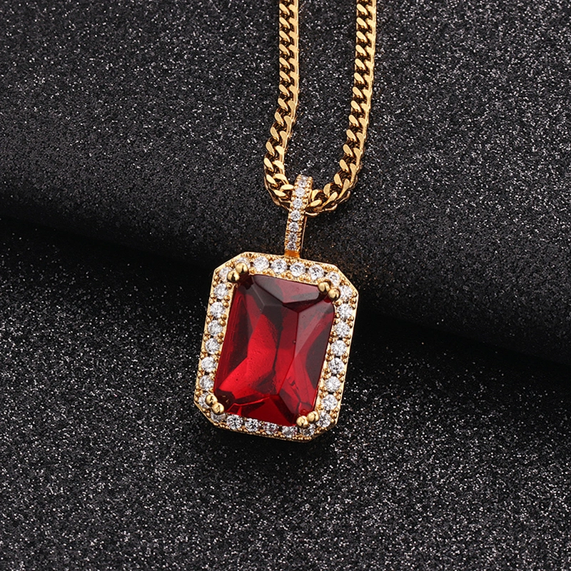 Missjewelry Hip Hop Jewelry Natural Gemstone Ruby Stone Pendant