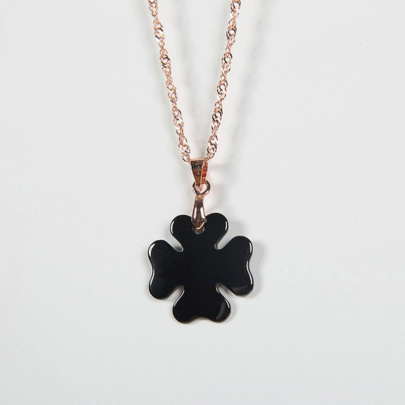 Four-leaf Flower Lucky fashion jewelry women black ceramic necklace