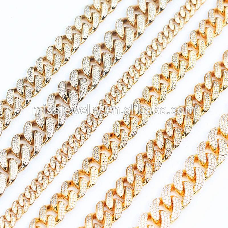 Miss Jewelry Hiphop Men's 14K Gold Necklace Cuban Chains, Bling Bling Chains Wholesale