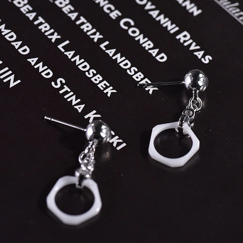 Modern fashion jewelry manufactures women CZ diamond ceramic stud earrings