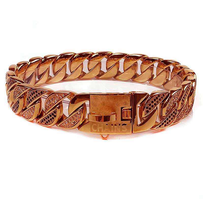 Luxury Rose Gold Strong Hunting Large Dog Collar