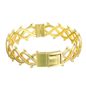 Mens Urban Jewelry Stainless Steel 18k Gold Plated Link Bracelet