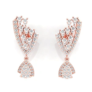 Miss Jewelry 925 Sterling Silver Jewelry Gold Plated CZ Diamond Stud Earrings