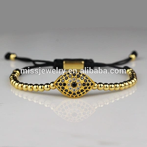 Missjewelry AAA CZ graded devil eye bracelet men bead macrame bracelets