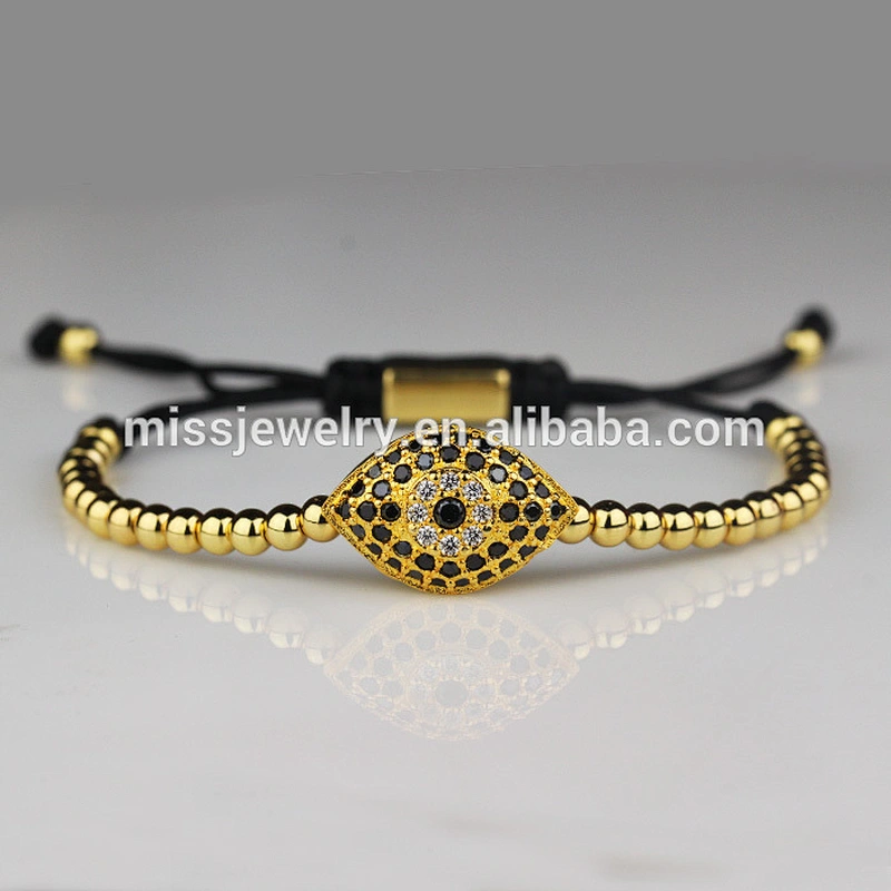 Missjewelry AAA CZ graded devil eye bracelet men bead macrame bracelets