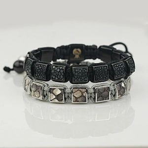 Wholesale Exotic Genuine Stingray Leather Beads Bracelet Mens Jewellery