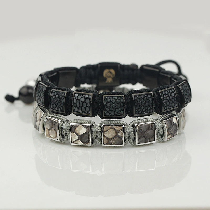 Wholesale Exotic Genuine Stingray Leather Beads Bracelet Mens Jewellery