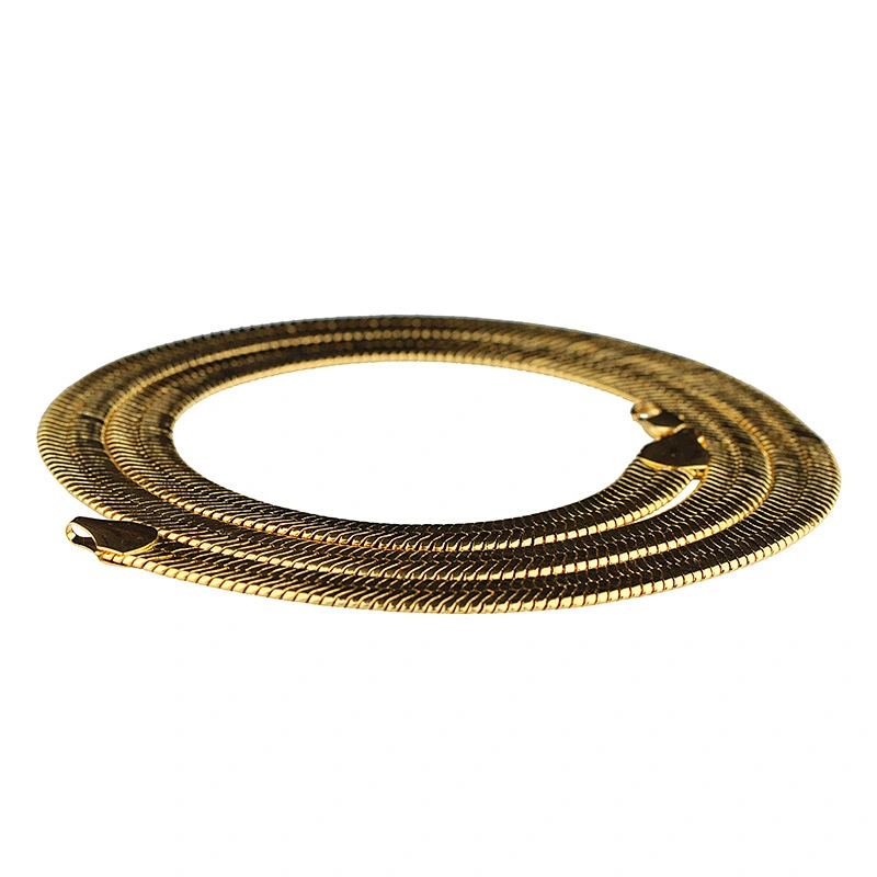 Men Jewelry 18K Gold Plated High Polish Herringbone Chain With Lobster Clasp Closure