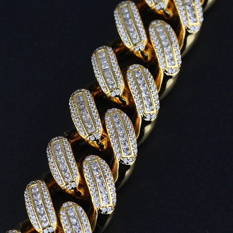 Miss Jewelry 18mm 18inch Fashion Hip Hop Gold Diamond Iced Out Necklace Chain Men