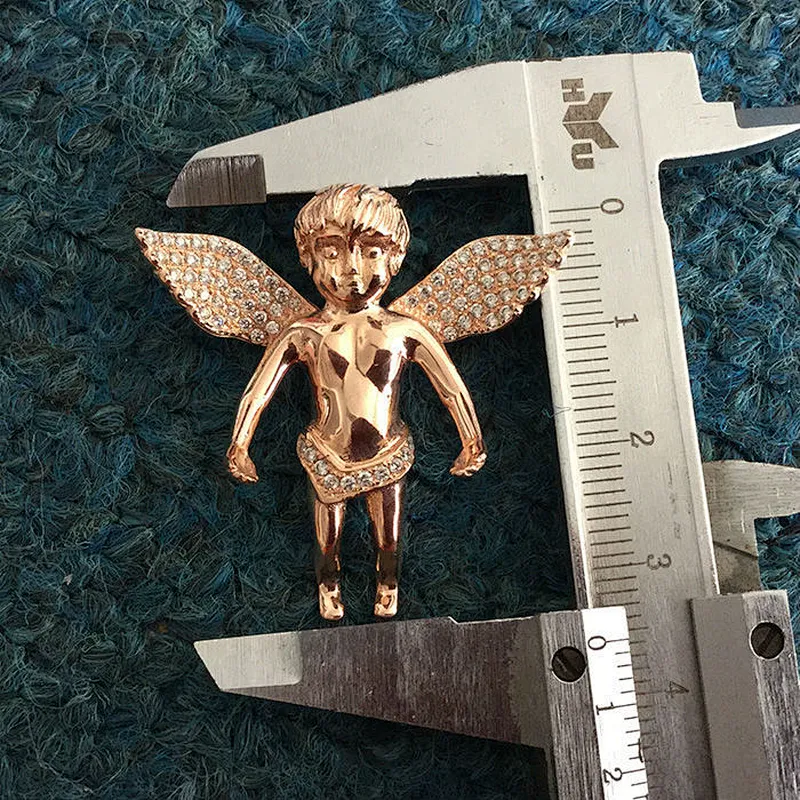 Hip pop angel wing micro pave iced out jewelry angel pendant China wholesale