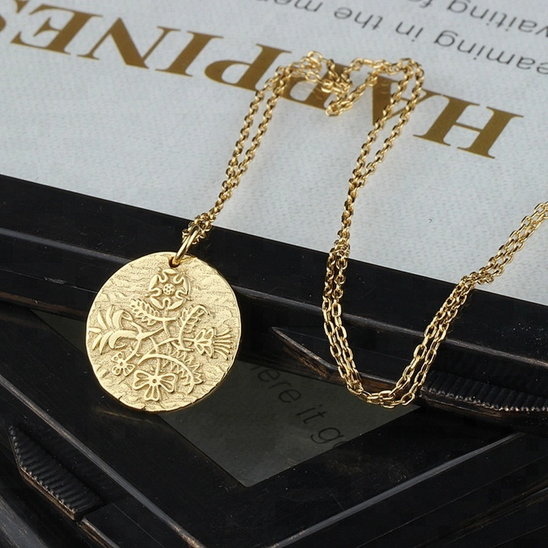 Miss Jewelry Charm Lion Head Gold Coin Pendant 925 Sterling Silver Jewelry