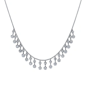 Miss Jewelry Fashion 18K Gold Double Dangle  Sterling Silver Drop Necklace