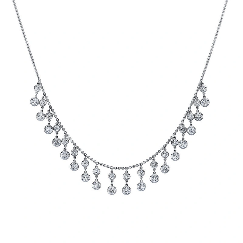 Miss Jewelry Fashion 18K Gold Double Dangle  Sterling Silver Drop Necklace