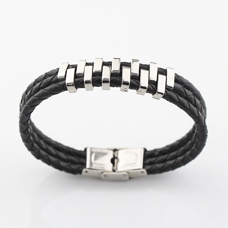 Premium Leather Bracelet with Stainless Steel for  Man