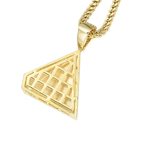 Iced Out Gold Pendant Designs Men, Gold Mens Hip Hop Pyramids Pendant