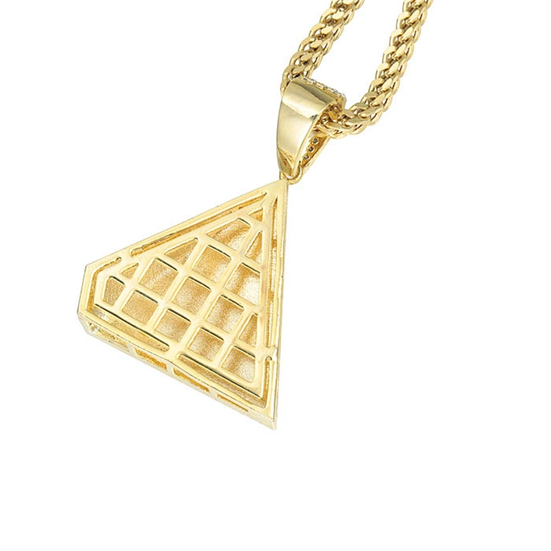 Iced Out Gold Pendant Designs Men, Gold Mens Hip Hop Pyramids Pendant