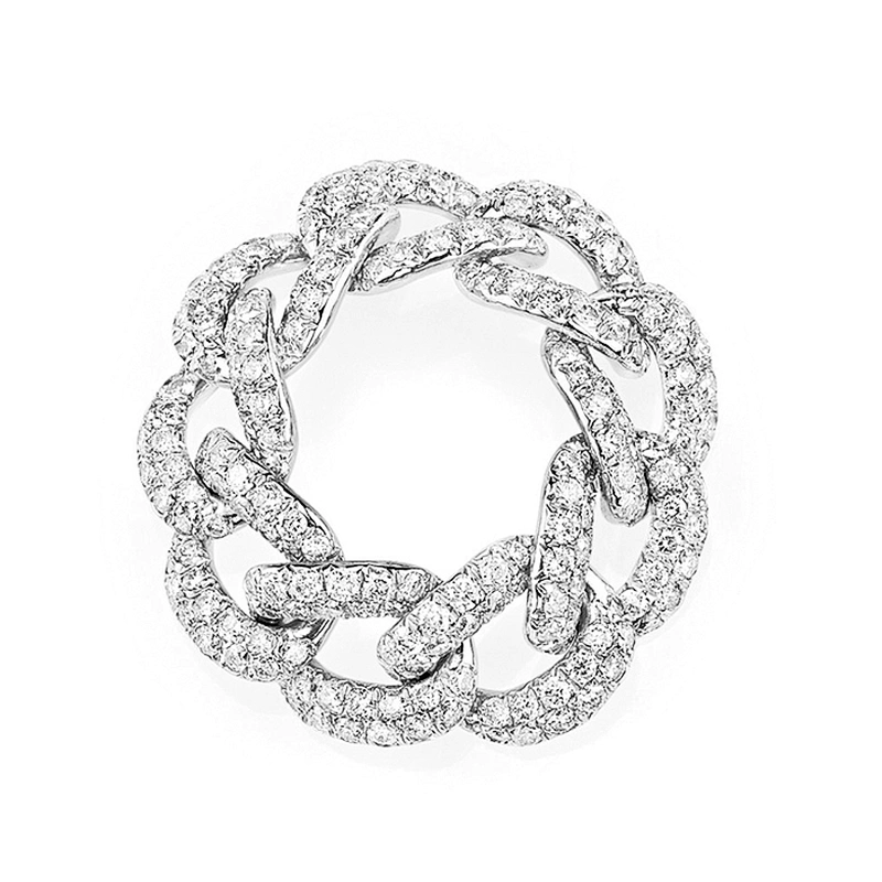 Miss Jewelry 925 Sterling Silver CZ Full Link Jumbo Pave Diamond Ring